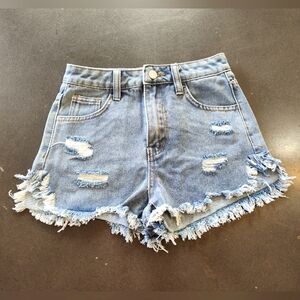SHEIN Girls Distressed Ripped Blue Jean Shorts Sz 10-11Y
